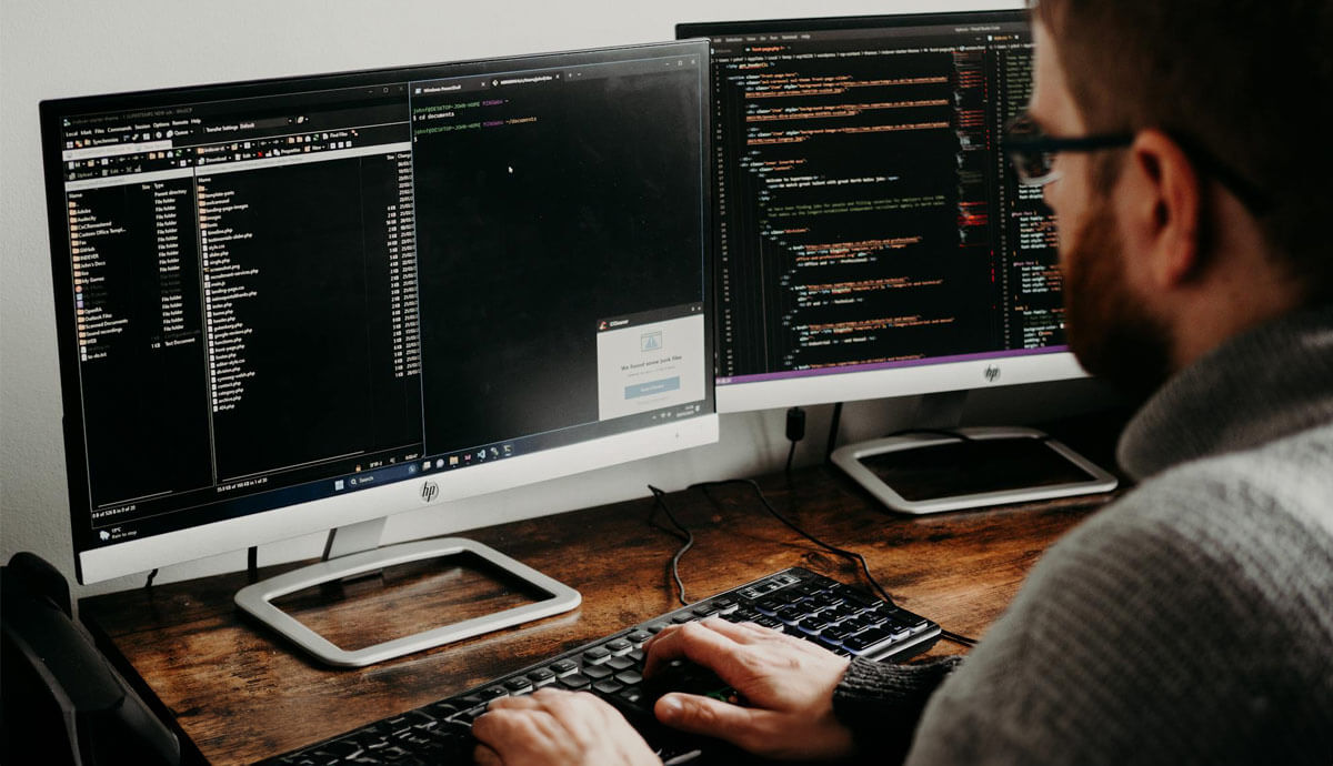 Man at computer working